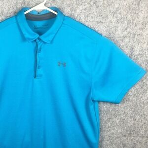 Under Armour Men's HeatGear Polo Shirt XL Blue Loose Fit Short Sleeve Athletic